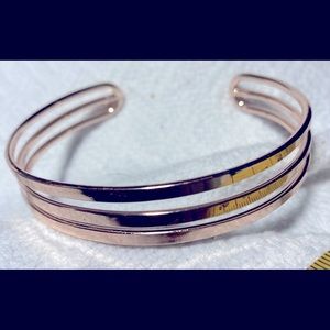 Open silver bangle bracelet #016